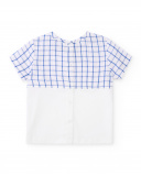 Boys’ set in white and blue with checked T-shirt and denim shorts Boys’ set in white and blue with checked T-shirt and denim shorts