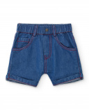 Boys’ set in white and blue with checked T-shirt and denim shorts Boys’ set in white and blue with checked T-shirt and denim shorts