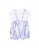 Baby boys’ knit dungarees and T-shirt set in white with checked print | tuc tuc