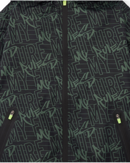 Boy’s jacket in black with printed hood