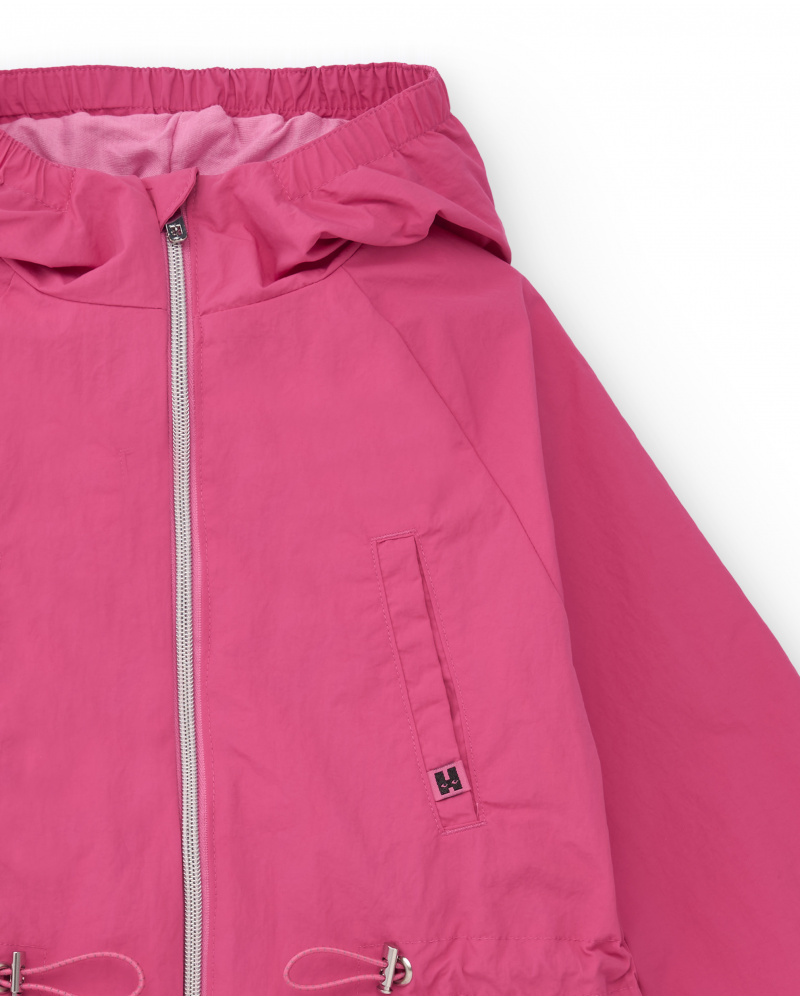 Girl's pink jacket with hood and adjustable waist | tuc tuc