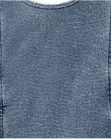 Girl’s blouse in blue denim with ruffles on shoulders
