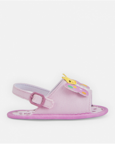 Baby girl sandals in pink with decorative butterfly