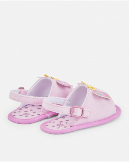 Baby girl sandals in pink with decorative butterfly