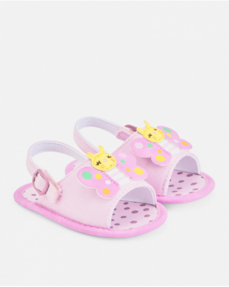 Baby girl sandals in pink with decorative butterfly