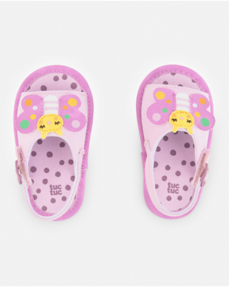 Baby girl sandals in pink with decorative butterfly