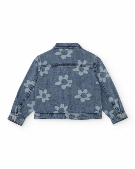 Girls’ denim jacket in blue with floral print