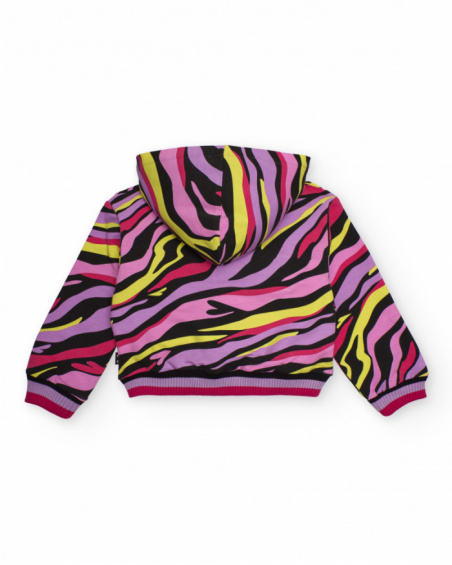Hoodie for girls with multicolored animal print pattern Hoodie for girls with multicolored animal print pattern