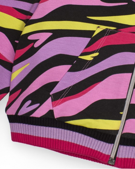 Hoodie for girls with multicolored animal print pattern Hoodie for girls with multicolored animal print pattern