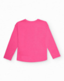 Fuchsia long-sleeve T-shirt for girls with animal print heart Fuchsia long-sleeve T-shirt for girls with animal print heart