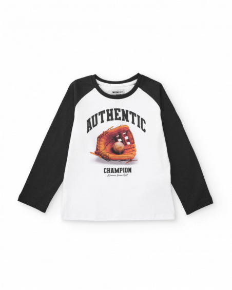Long-sleeved t-shirt for boys with baseball glove print