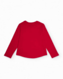 Fuchsia long-sleeved t-shirt for girls with stars and hearts print Fuchsia long-sleeved t-shirt for girls with stars and hearts print