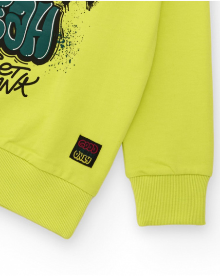 Lime green sweatshirt for boys with urban print Lime green sweatshirt for boys with urban print