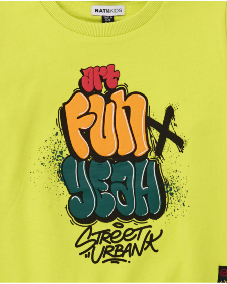 Lime green sweatshirt for boys with urban print Lime green sweatshirt for boys with urban print