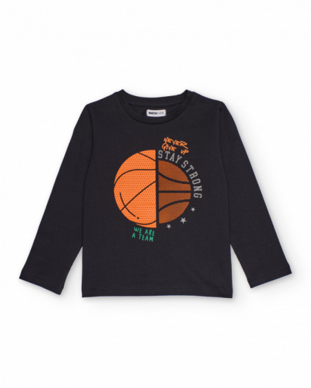 Long-sleeved t-shirt for boys with basketball print