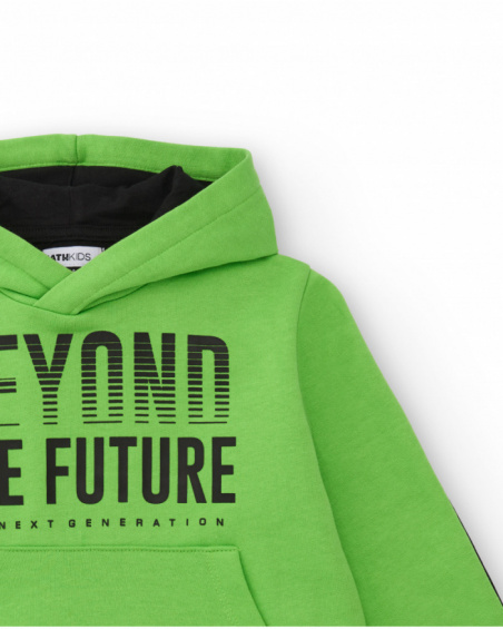 Bicolor hoodie for boys with "Beyond the Future" print