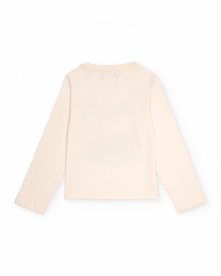 Long-sleeved off-white t-shirt for girls with London print