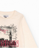 Long-sleeved off-white t-shirt for girls with London print Long-sleeved off-white t-shirt for girls with London print