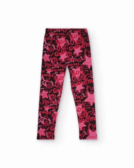 Girls' leggings with multicolor typographic print Girls' leggings with multicolor typographic print
