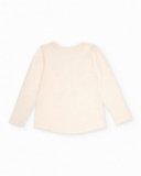 Cream long-sleeve T-shirt with printed bow Cream long-sleeve T-shirt with printed bow