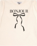 Cream long-sleeve T-shirt with printed bow Cream long-sleeve T-shirt with printed bow