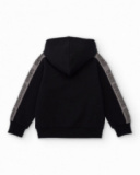 Black hoodie for boys with side stripes and print Black hoodie for boys with side stripes and print