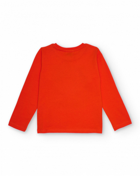 Orange long-sleeve t-shirt for boys with urban print
