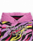 Girls’ fleece dress with multicolor print and faux fur hood Girls’ fleece dress with multicolor print and faux fur hood