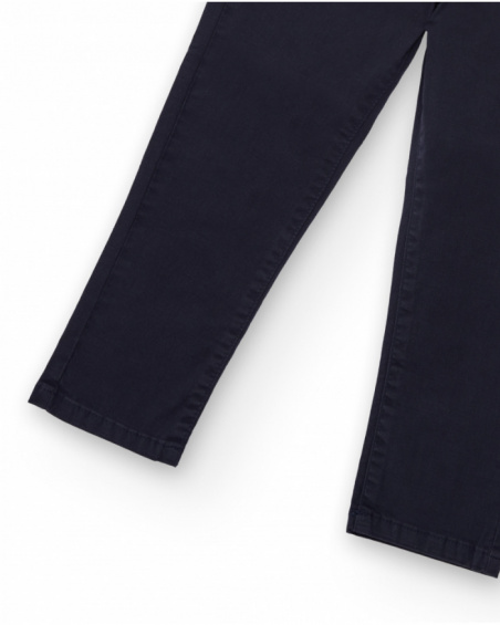 Navy blue twill trousers for boys with elastic waistband Navy blue twill trousers for boys with elastic waistband