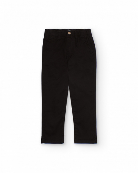 Black chino trousers for boys with elastic waistband Black chino trousers for boys with elastic waistband