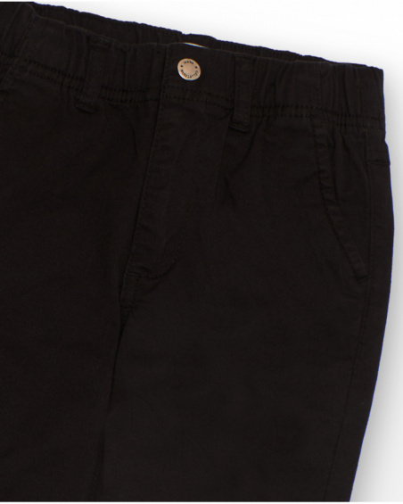 Black chino trousers for boys with elastic waistband Black chino trousers for boys with elastic waistband