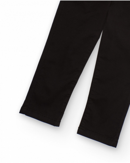 Black chino trousers for boys with elastic waistband Black chino trousers for boys with elastic waistband