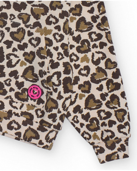 Animal print hoodie with fuchsia details for girls Animal print hoodie with fuchsia details for girls