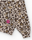 Animal print hoodie with fuchsia details for girls Animal print hoodie with fuchsia details for girls