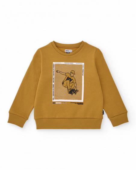 Mustard sweatshirt for boys with skater print Mustard sweatshirt for boys with skater print