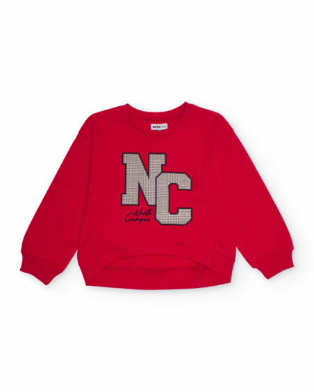 Red sweatshirt for girls with letter print Red sweatshirt for girls with letter print