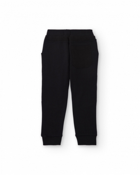 Black jogger pants for boys with green details