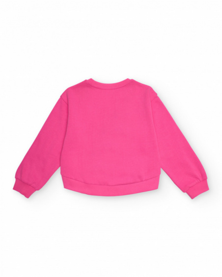 Fuchsia sweatshirt for girls with leopard print Fuchsia sweatshirt for girls with leopard print
