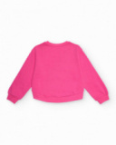 Fuchsia sweatshirt for girls with leopard print Fuchsia sweatshirt for girls with leopard print