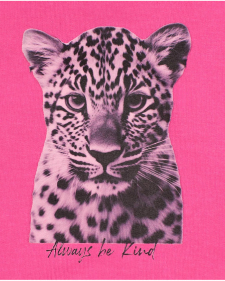 Fuchsia sweatshirt for girls with leopard print Fuchsia sweatshirt for girls with leopard print