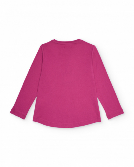 Fuchsia long sleeve T-shirt with "FUN DAY" print