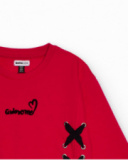 Red sweatshirt for girls with criss-cross bows Red sweatshirt for girls with criss-cross bows