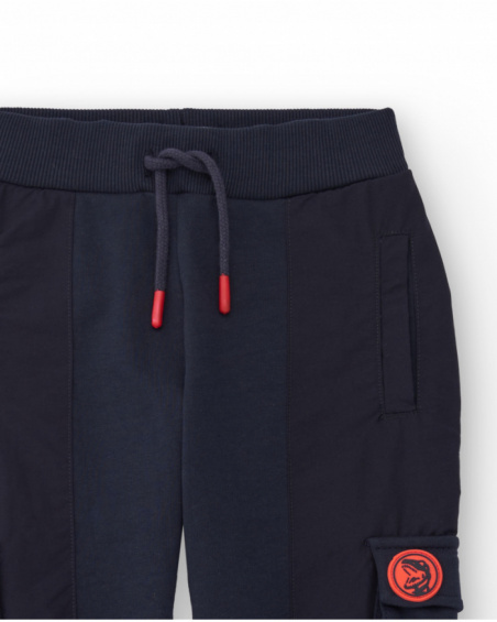 Navy blue jogger pants for boys with cargo pockets
