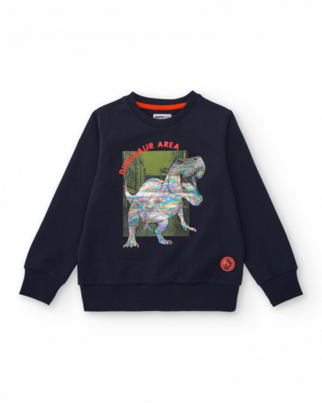 Navy blue sweatshirt for boys with dinosaur print Navy blue sweatshirt for boys with dinosaur print