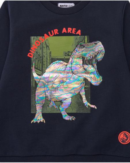 Navy blue sweatshirt for boys with dinosaur print Navy blue sweatshirt for boys with dinosaur print