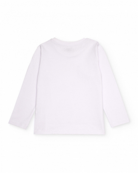 White long-sleeve t-shirt for boys with biker dog print