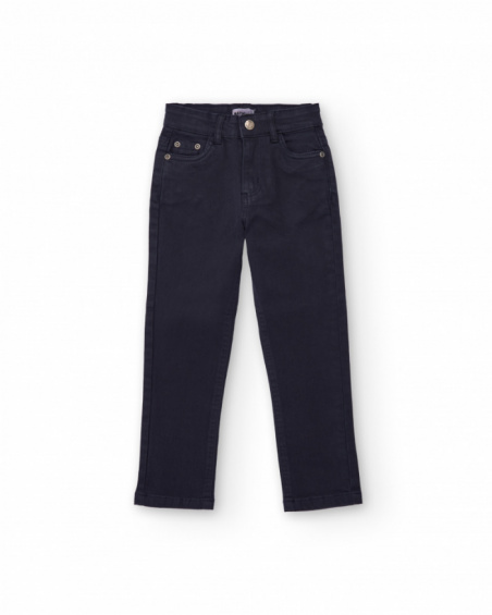 Navy blue denim pants for boys with classic five-pocket design Navy blue denim pants for boys with classic five-pocket design