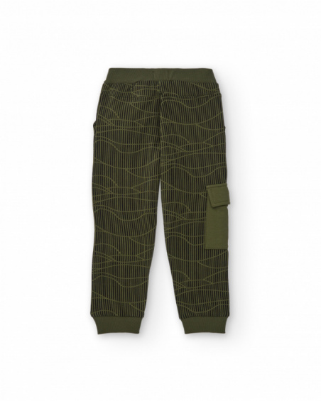 Green jogger pants for boys with graphic print and cargo pocket Green jogger pants for boys with graphic print and cargo pocket