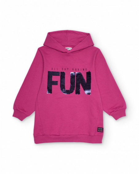 Fuchsia hoodie with reversible sequins