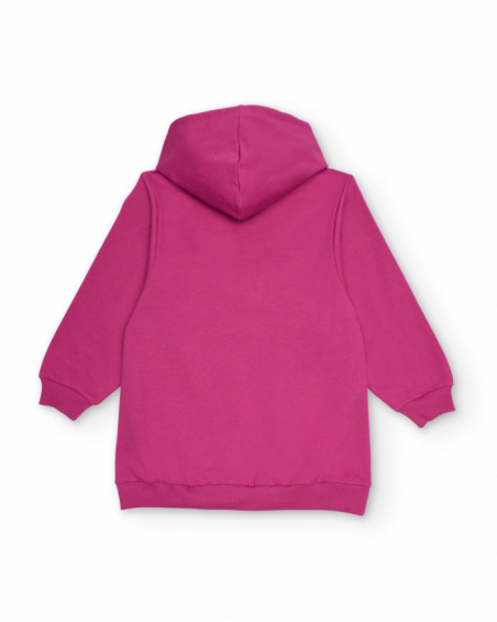 Fuchsia hoodie with reversible sequins